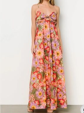 Baltic Born Rosalee Pink and Orange Floral Maxi Dress - Size Large